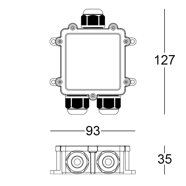MOR685P/3VS - Connection Box IP68 5Poles/3Ways<br>5 x 4 mm²